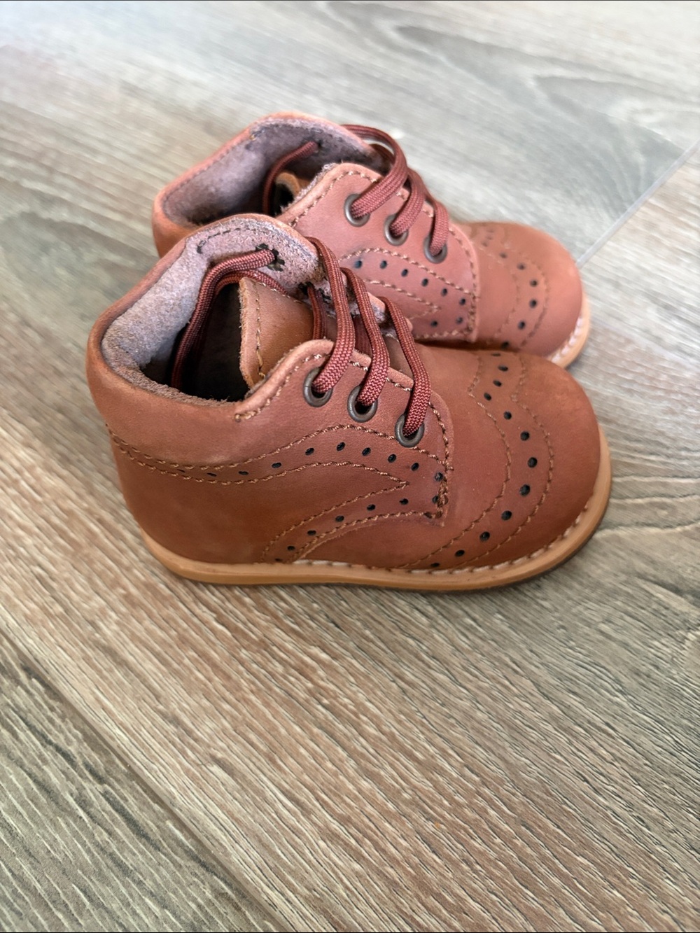 Josmo Tan/Brown Lace-Up Toddler Brogue Boots